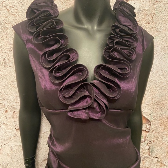 BA Nites Eggplant Stretch Sateen Cocktail Dress - Picture 3 of 8